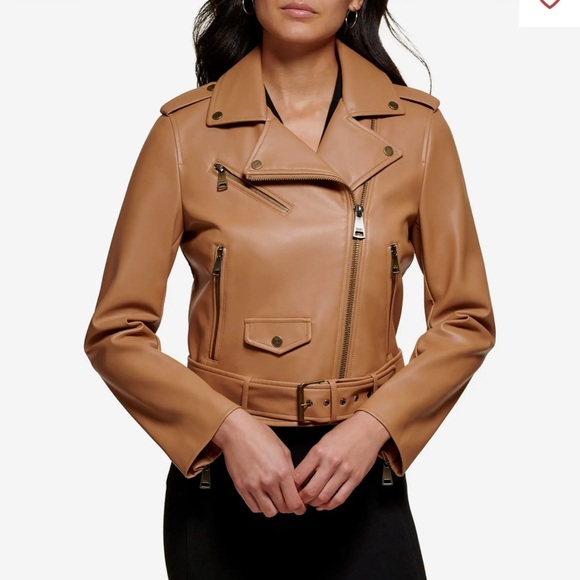 DKNY women’s faux leather moto jacket - Picture 3 of 3